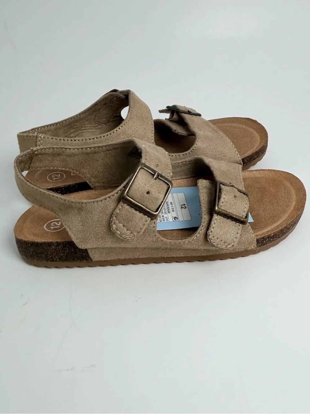 Cat & Jack Beige Suede Double-Buckle Kids Sandals 075